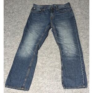 Old Navy Built In Tough Straight Leg Jeans Mens Size 34x30 Blue Dark Wash Denim